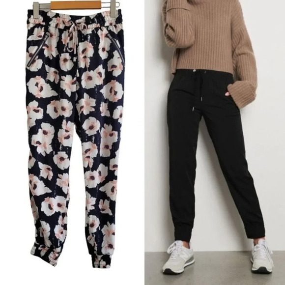 Dynamite  Sacha high waist jogger navy blue floral small - Picture 1 of 13